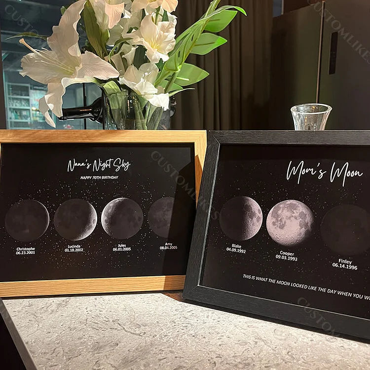 Personalized Moon Phase Wood Frame Family Keepsake Gifts Mother's Day Gift