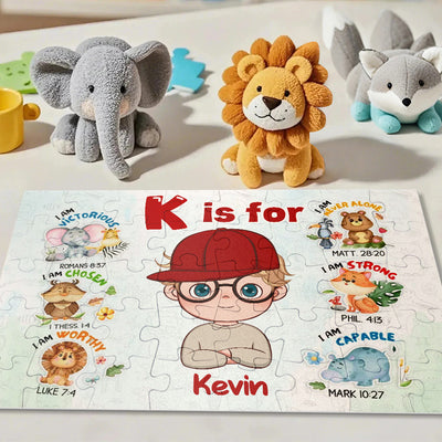 Custom Animal Jigsaw Puzzle – Personalized Gift for Kids Featuring Favorite Animals and a Special Message, Perfect for Birthdays or Holidays