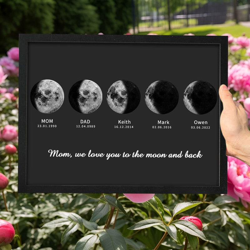 Birthday Gifts Personalized Family Moon Phase Wood Frame