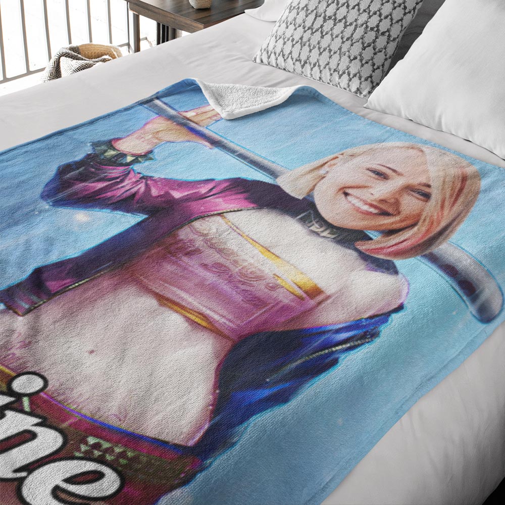 Custom Face Blanket Personalized Photo and Text Real Harley Quinn Blanket Minime Blanket Best Gift For Him