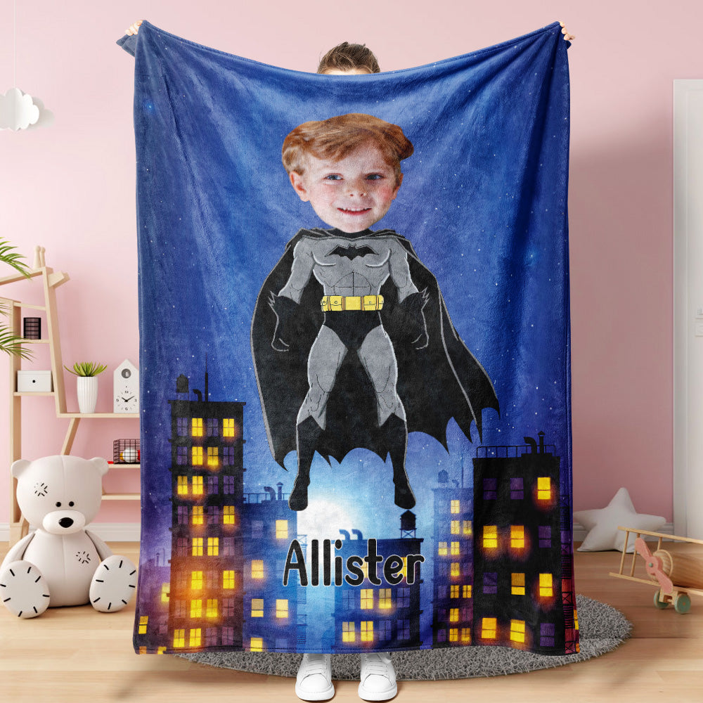 Custom Face Blanket Personalized Photo and Text Batman Blanket Minime Blanket Best Gift For Him