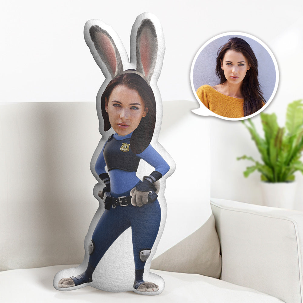 Custom Officer Judy MiniMe Face Pillow Personalized Officer Rabbit Pillow Custom Pillow Picture Pillow Costume Pillow Doll