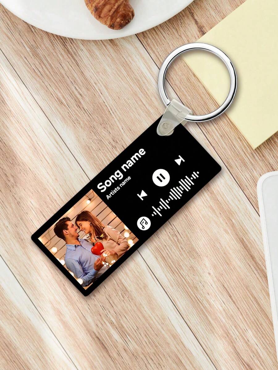 Custom Spotify Photo Keychain With Engraving Keychain Music Code Plaque Keychain Gifts For Couples