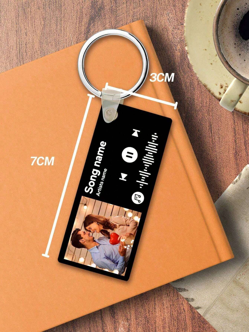 Custom Spotify Photo Keychain With Engraving Keychain Music Code Plaque Keychain Gifts For Couples