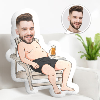 Custom Photo Face Pillow, Funny Husband With Beer Face Pillow, Face Picture Pillow Doll Face Body Pillow Personalized Doll - mysiliconefoodbag