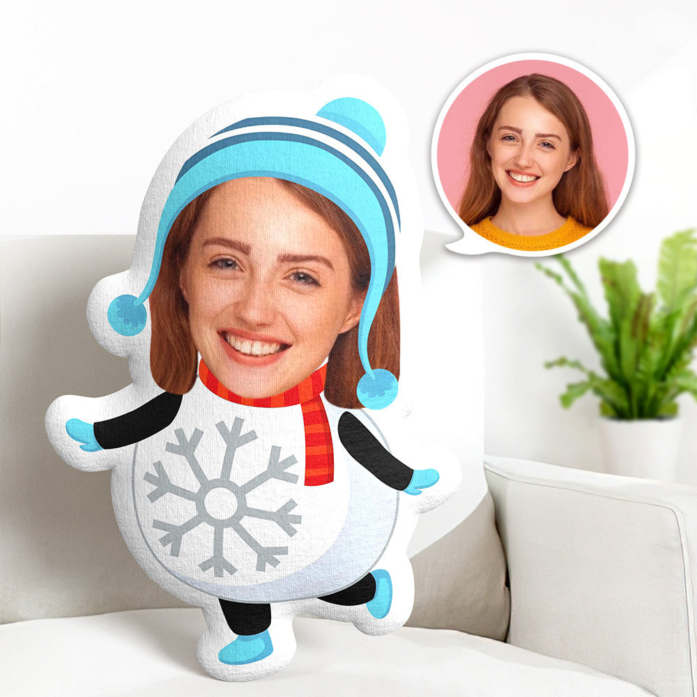 Custom Face Pillow Snowman Minime Throw Pillow Personalized Photo Minime Pillow Christmas Gift