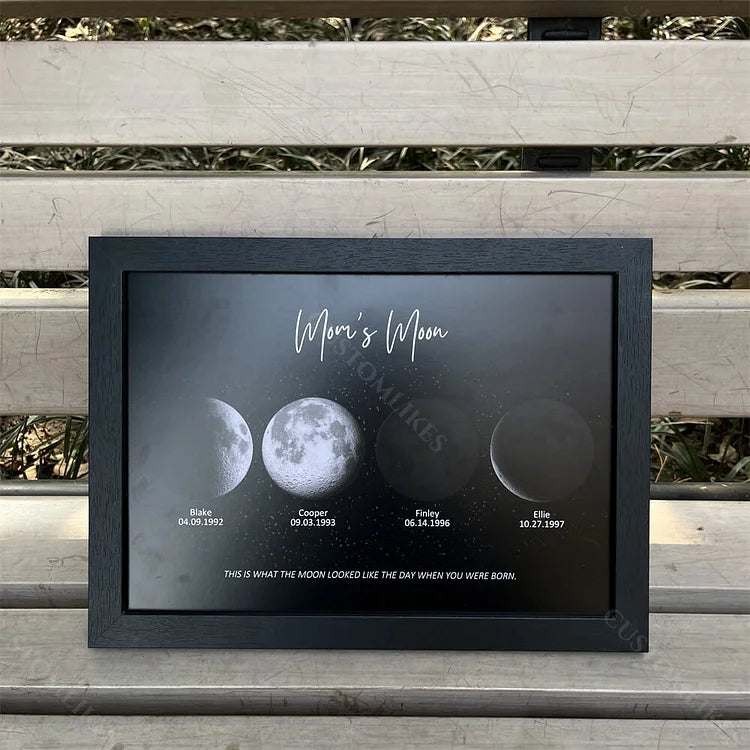 Personalized Family Moon Phase Wood Frame Family Unique Gifts