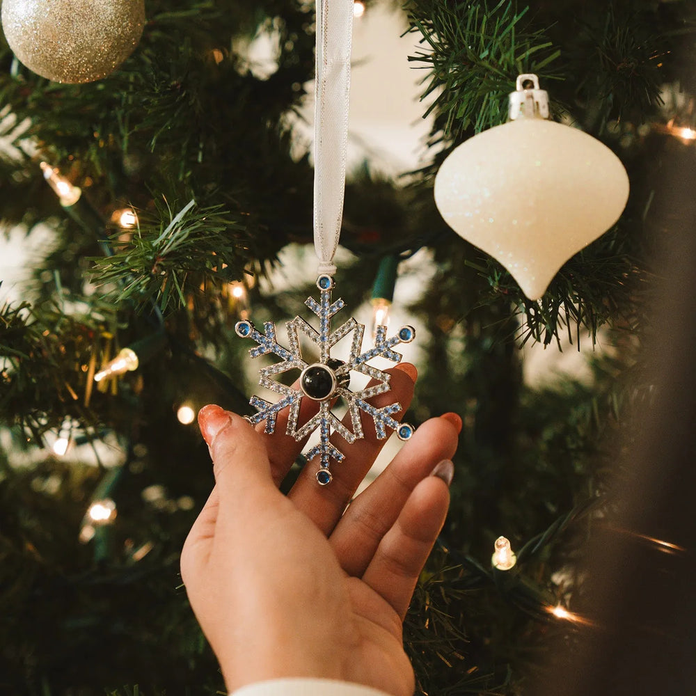 Custom Snowflake Christmas Ornament with Photo & Projection - Unique Personalized Gift