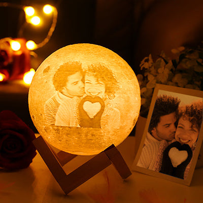 Anniversary Gifts, Moon Photo Lamp Shades Personalized Picture Light & Engraving Custom 3D Print Luna Light Painting Light - mysiliconefoodbag