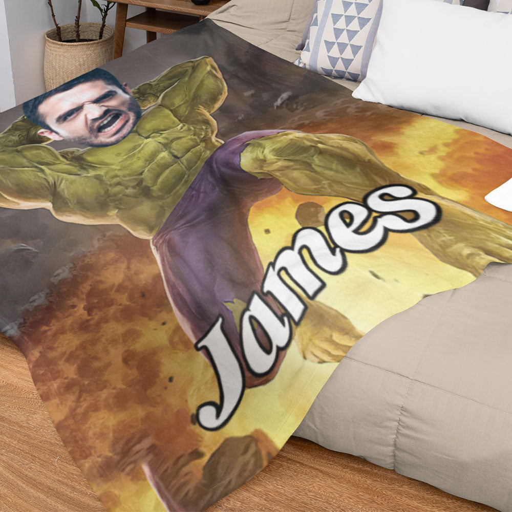 Custom Face Blanket Personalized Photo and Text Heavy Hitting Iron Man Blanket Minime Blanket Best Gift For Him