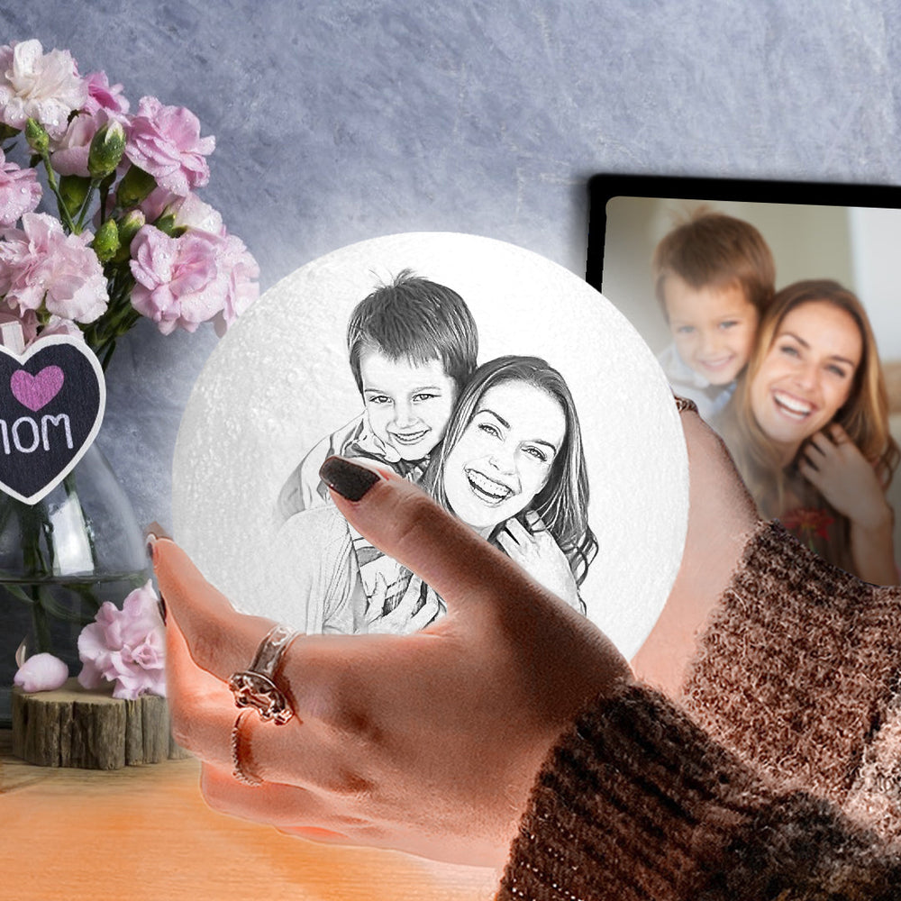 Gifts For Mom Moon Lamp Personalized Photo Light & Engraving Custom 3D Print Luna Painting Light for Her Date Night Ideas