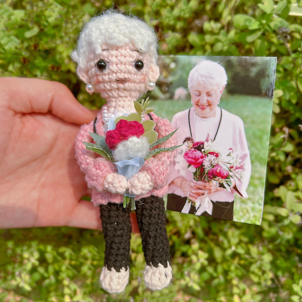 Gandma Crochet Doll Personalized Look Alike Portrait Doll Grandparents' Day