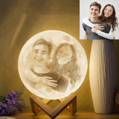 Anniversary Gifts Personalized Moon Photo Lamp Shades Custom Picture Light & Engraving Custom 3D Print Luna Light Painting Light - mysiliconefoodbag