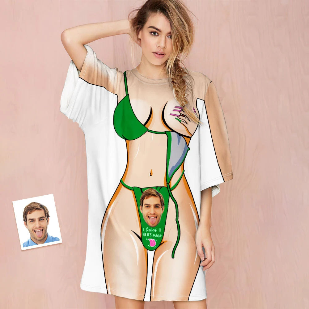 Custom Face Funny Bikini Body Print Nightdress Creative Personalized Gifts