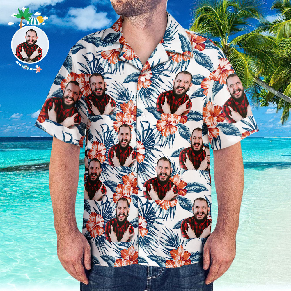 Custom Hawaiian Shirt with Girlfriend Face Personalized Beach Hawaiian Shirt