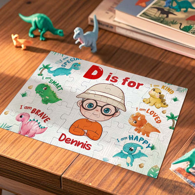 Personalized Dinosaur Jigsaw Puzzle - Custom Gift for Kids, Fun Toy with Name , Perfect for Dino-Loving Children