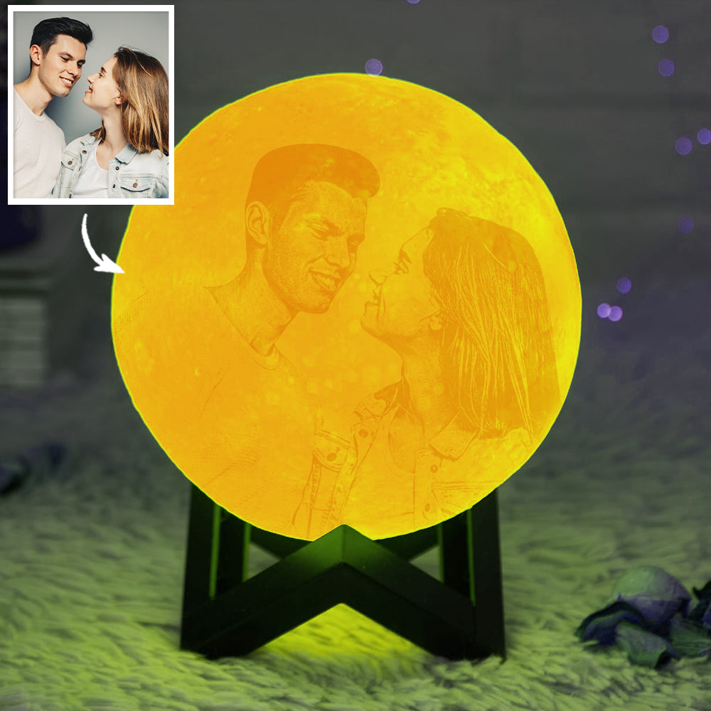 Gifts for Men Personalized Photo Moon Lamp 3D Printed Engraved Name Light(10CM-15CM)