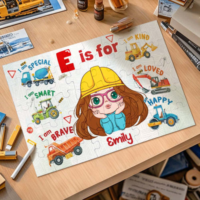 Personalized Photo Jigsaw Puzzle with Construction Machines – The Perfect Stay-at-Home Gift for Kids