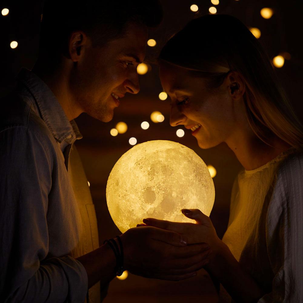 Custom Creative 3D Print and Engraved Mother and Baby Photo Moon Lamp - Touch Two Colors