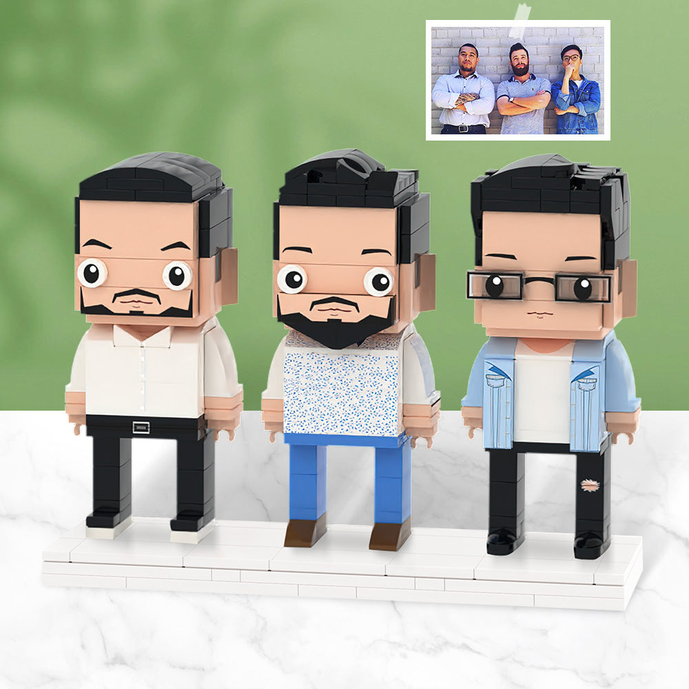 Full Body Customizable 3 People Custom Brick Figures Small Particle Block For Dad's Exclusive Gift