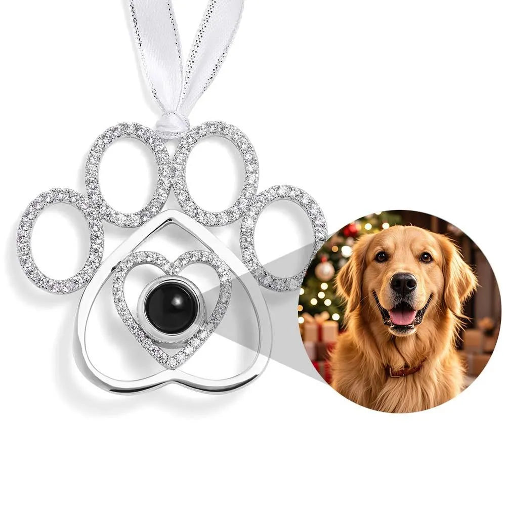 Custom Photo Paw Print Projection Christmas Ornament - Perfect Personalized Gift for Pet Lovers