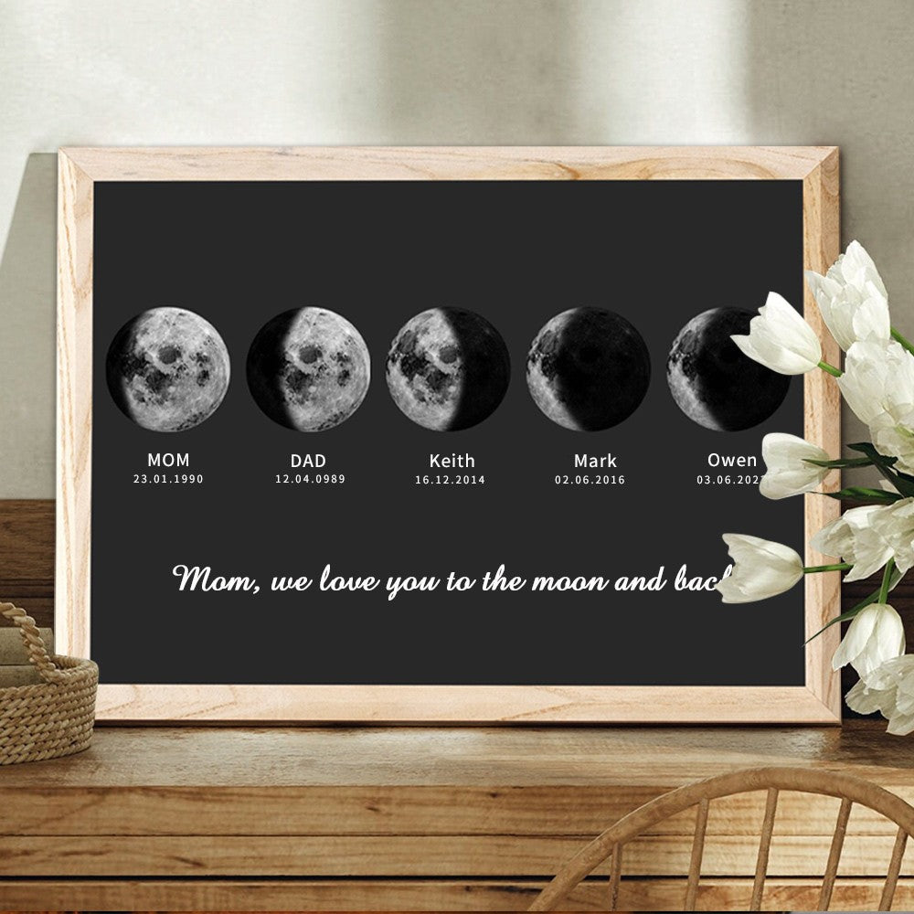 Personalized Moon Phase Wood Frame Family Keepsake Gifts Mother's Day Gift