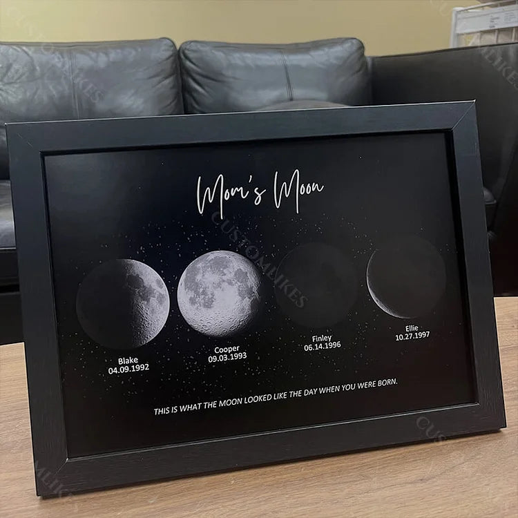 Personalized Family Moon Phase Wood Frame Family Unique Gifts