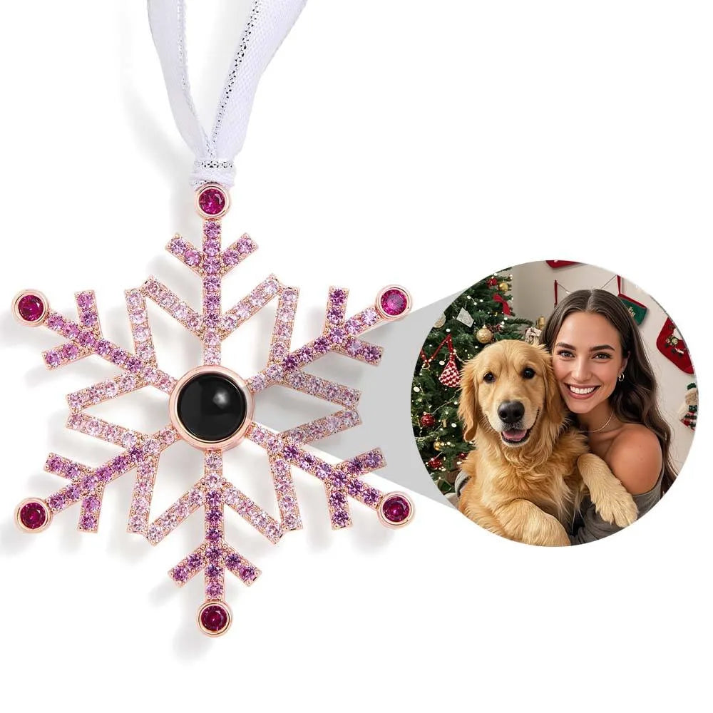 Personalized Snowflake Projection Christmas Ornament Custom Photo Gift For The Holidays