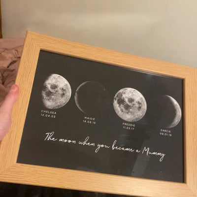 Birthday Gifts Personalized Family Moon Phase Wood Frame