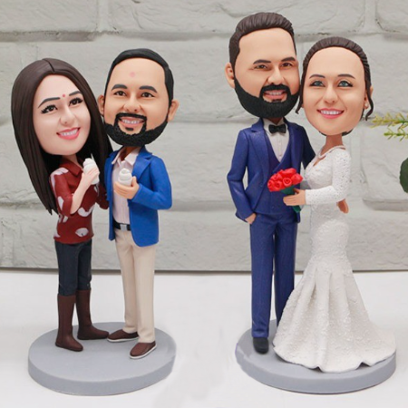 Double Bobblehead Fully Body Custom Bobblehead With Text Gift For Couple