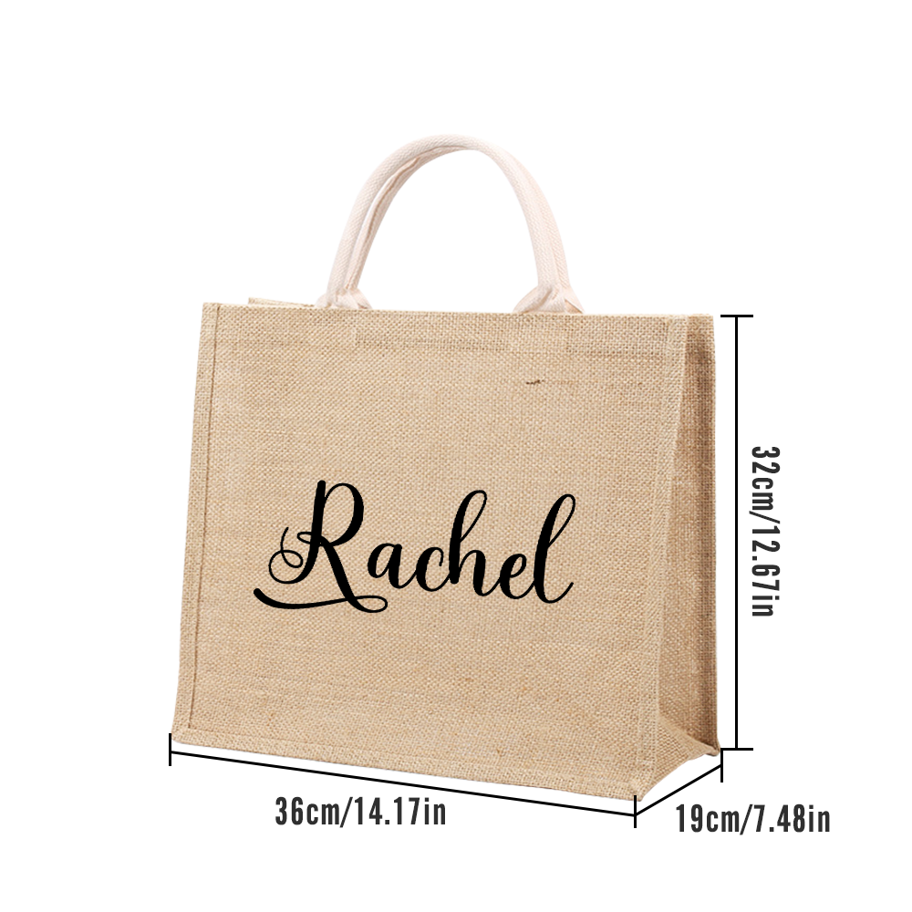 Personalized Burlap Bags Custom Name Monogram Beach Tote Bag Gifts for Her