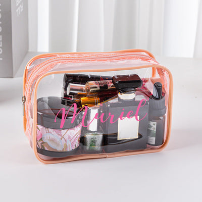 Personalized Name Makeup Bag Clear Waterproof Cosmetic Bag Birthday Wedding Gift for Her - mysiliconefoodbag