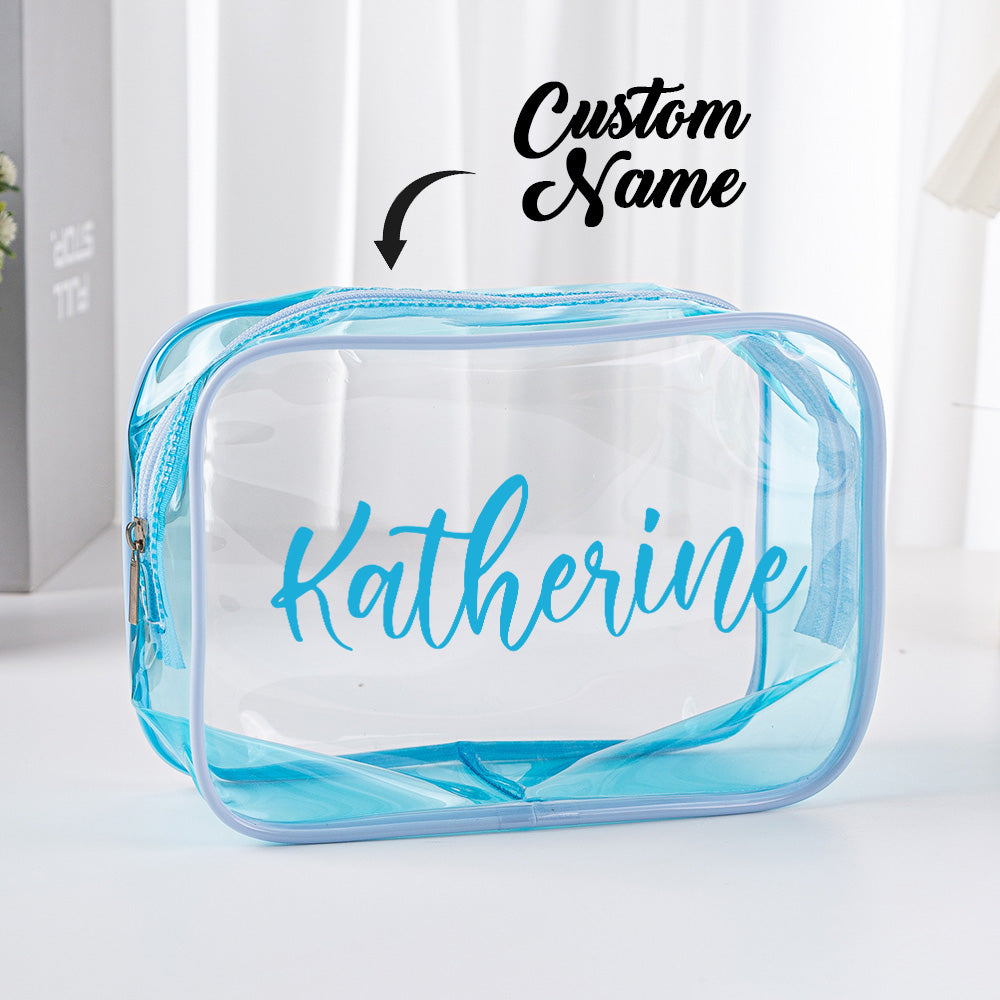 Personalized Name Makeup Bag Clear Waterproof Cosmetic Bag Birthday Wedding Gift for Her