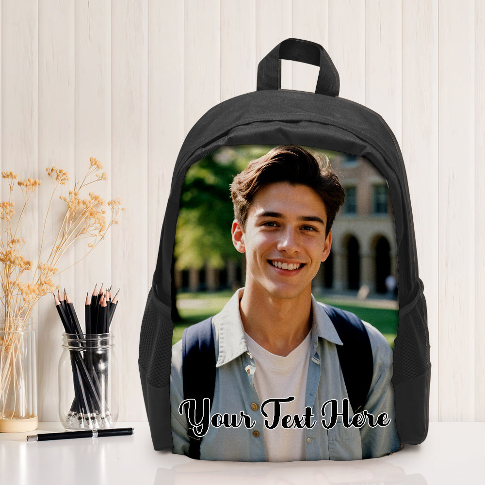 Custom Photo School Backpack, Back To School Gifts, Personalized Photo Text Backpack