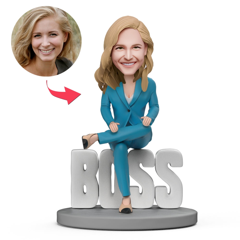 Gift For Lady Boss Custom Bobblehead Domineering Boss with Text