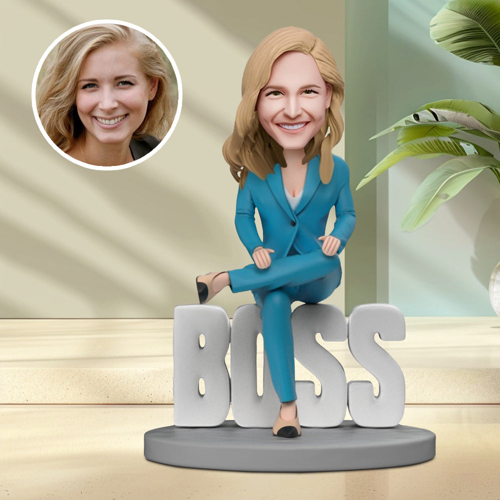 Domineering Lady Boss WORLD BEST BOSS Custom Bobblehead with Engraved Text