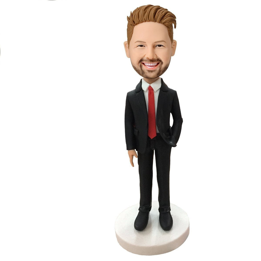 Business Gift Male Executive In Red Tie Custom Bobblehead