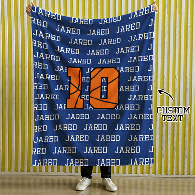 Personalized Basketball Blanket with Name, Sports gift, sports blanket, stadium blanket - mysiliconefoodbag