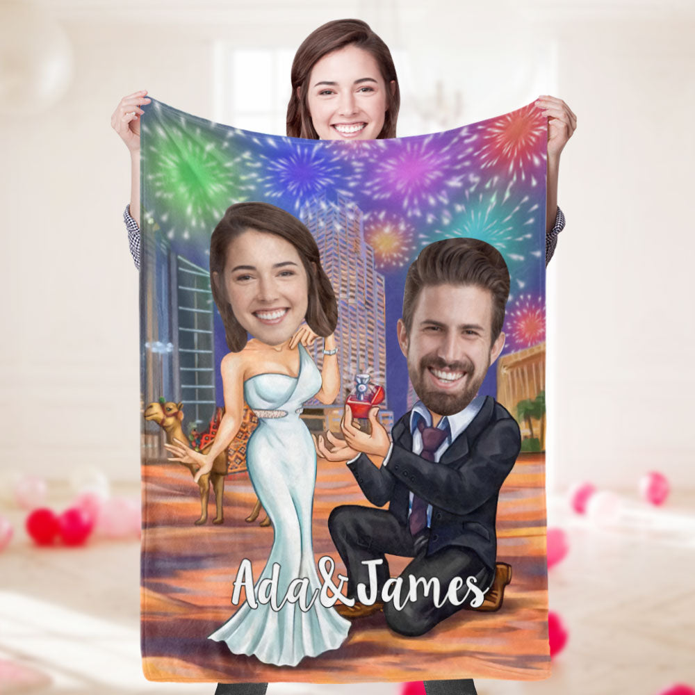 Custom Photo Blanket Personalized Face Blanket Customized Marry Me Blanket Valentine's Day Gifts