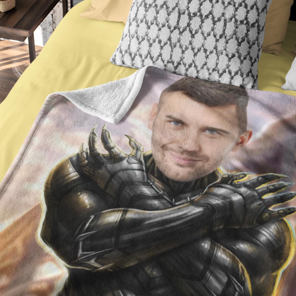 Customized Black Panther Blanket Custom Photo Blanket Personalized Face Blanket Gift for Him