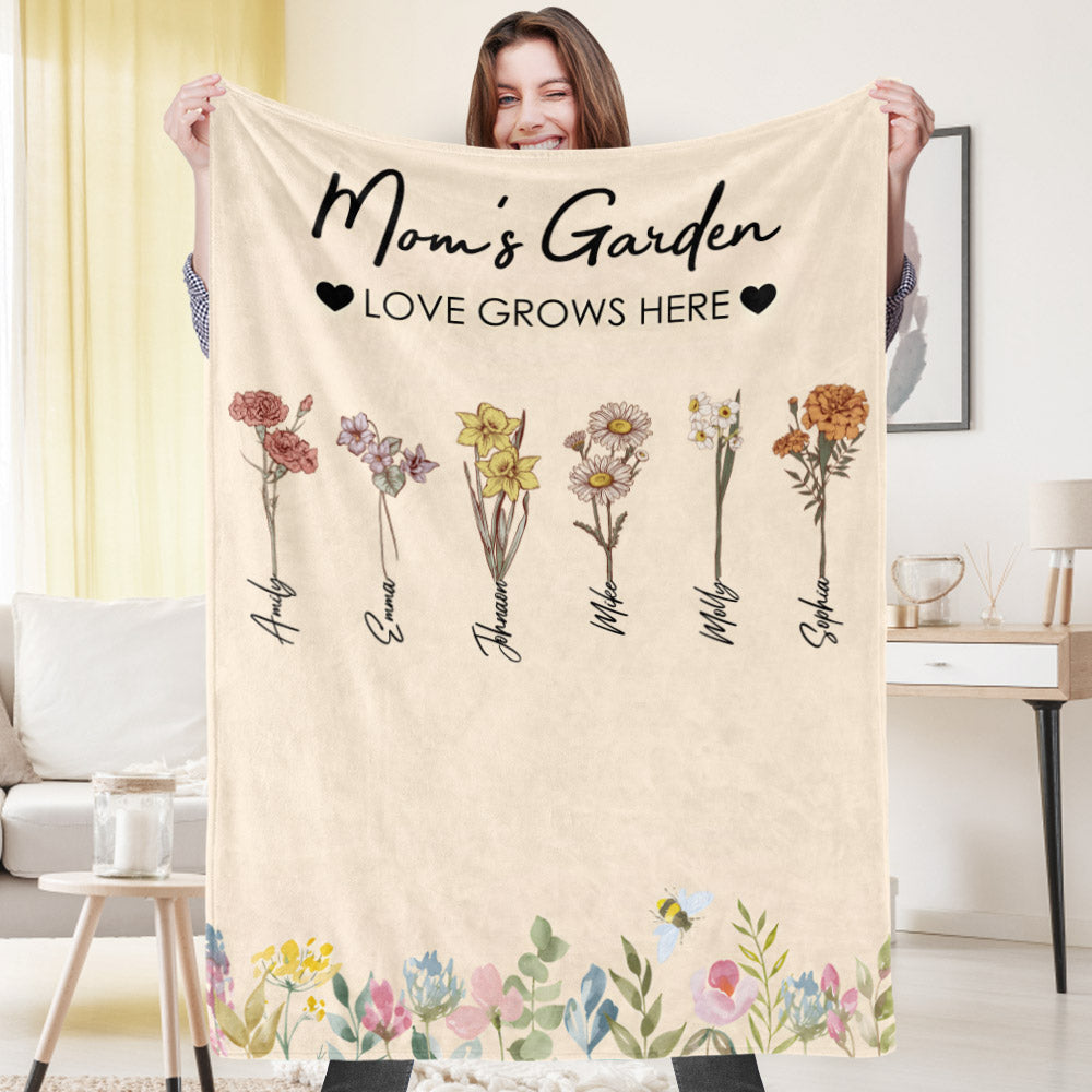 Custom Birthday Flower Blanket Personalized Name Blanket Unique Gift