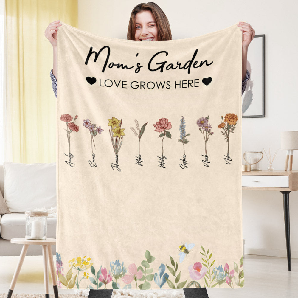 Custom Birthday Flower Blanket Personalized Name Blanket Unique Gift