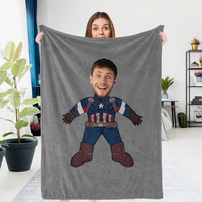 Custom Photo Blanket Unique Capitain America Personalized Photo Gifts Unique Customized Gifts - mysiliconefoodbag