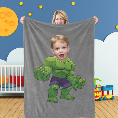 Gifts for Son Hulk Blankets Custom Photo Blanket Personalized Face Blanket - mysiliconefoodbag