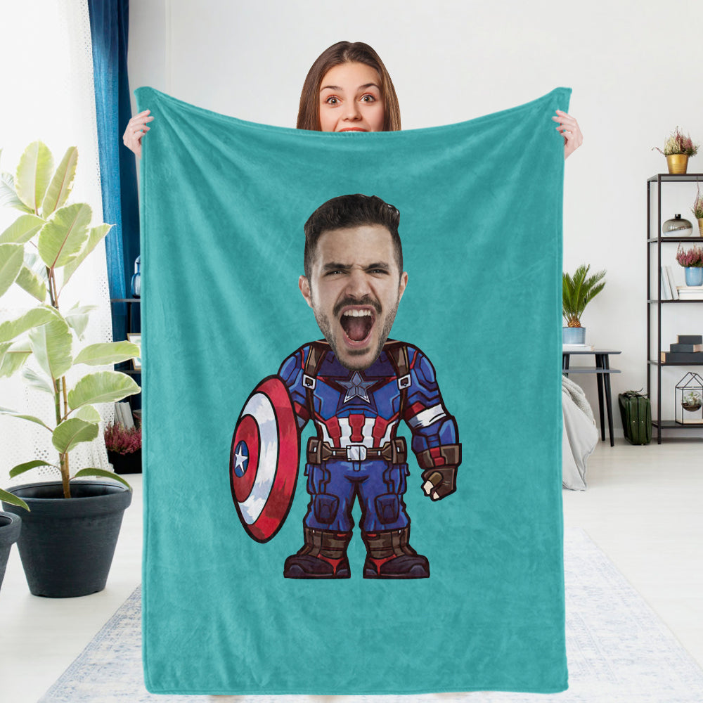 Custom Photo Blanket Custom Capitain America Personalized Photo Gifts Unique Customized Gifts