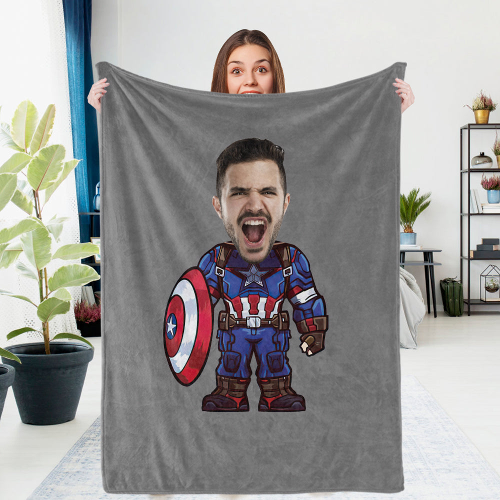 Custom Photo Blanket Custom Capitain America Personalized Photo Gifts Unique Customized Gifts