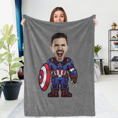 Custom Photo Blanket Custom Capitain America Personalized Photo Gifts Unique Customized Gifts - mysiliconefoodbag