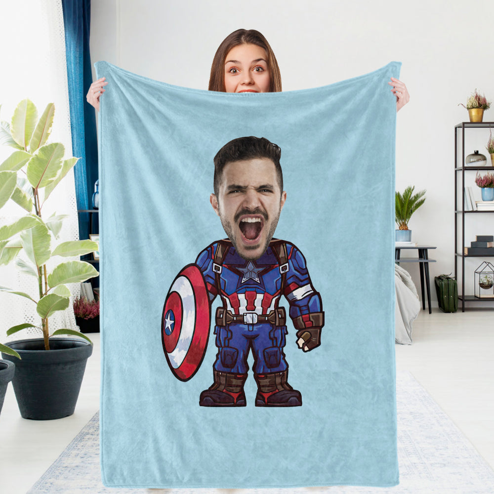 Custom Photo Blanket Custom Capitain America Personalized Photo Gifts Unique Customized Gifts