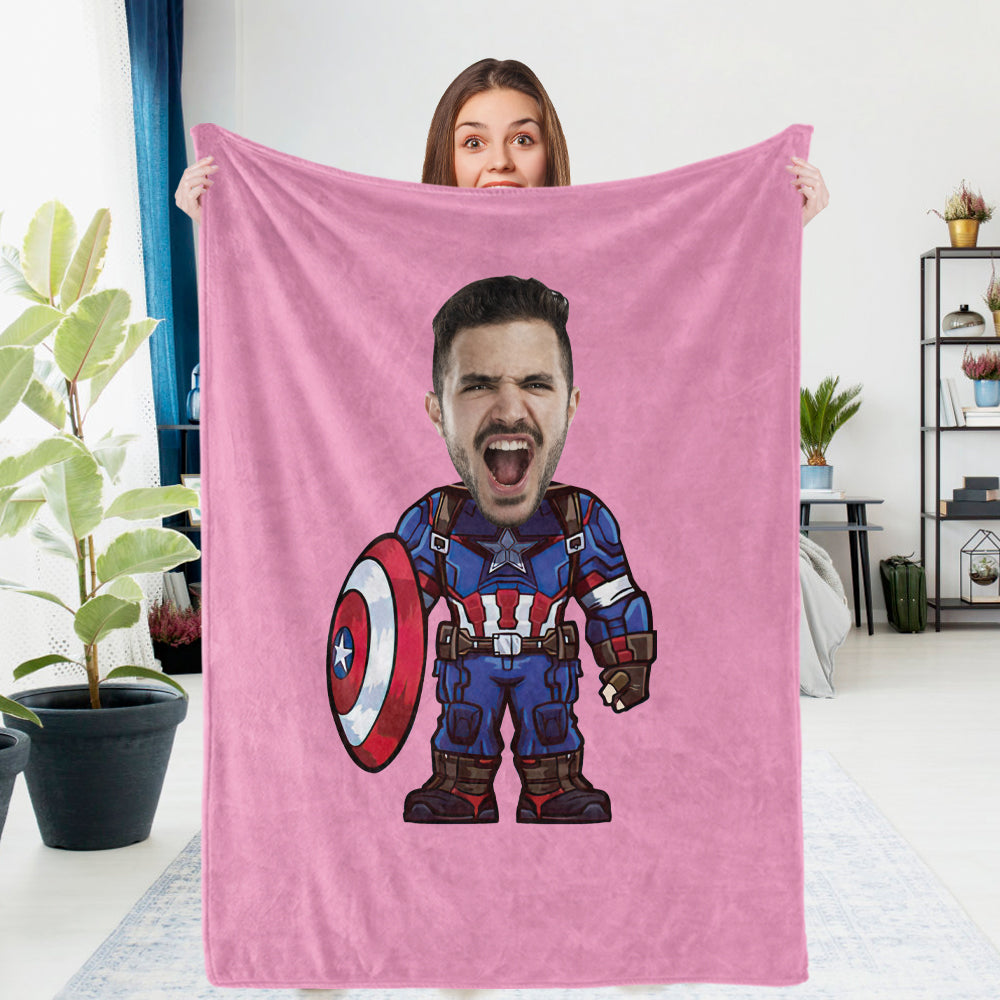 Custom Photo Blanket Custom Capitain America Personalized Photo Gifts Unique Customized Gifts