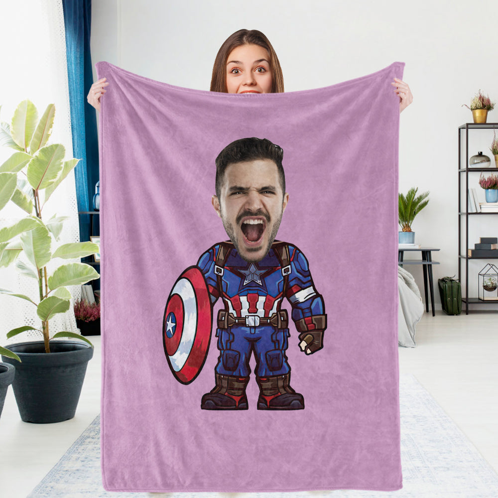 Custom Photo Blanket Custom Capitain America Personalized Photo Gifts Unique Customized Gifts